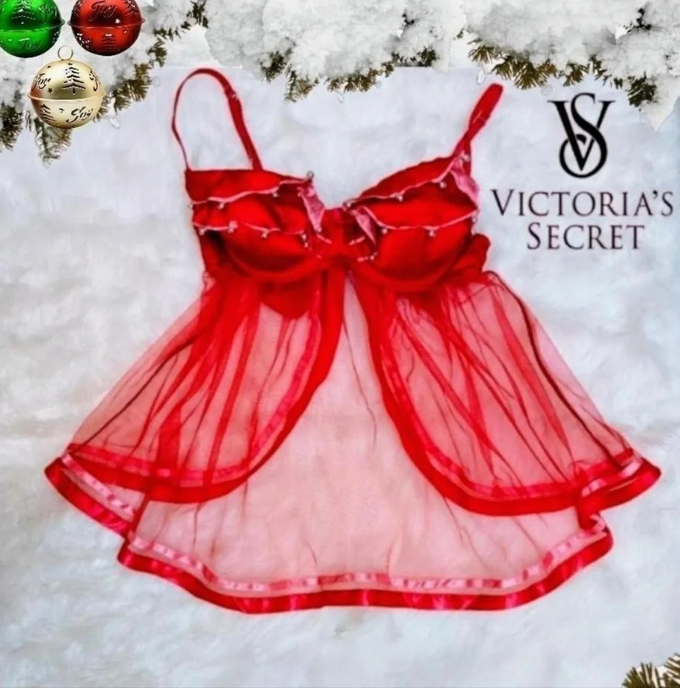 Victoria's Secret "Sexy Little Things" Christmas Babydoll with Jingle Bells - Picture 3 of 10